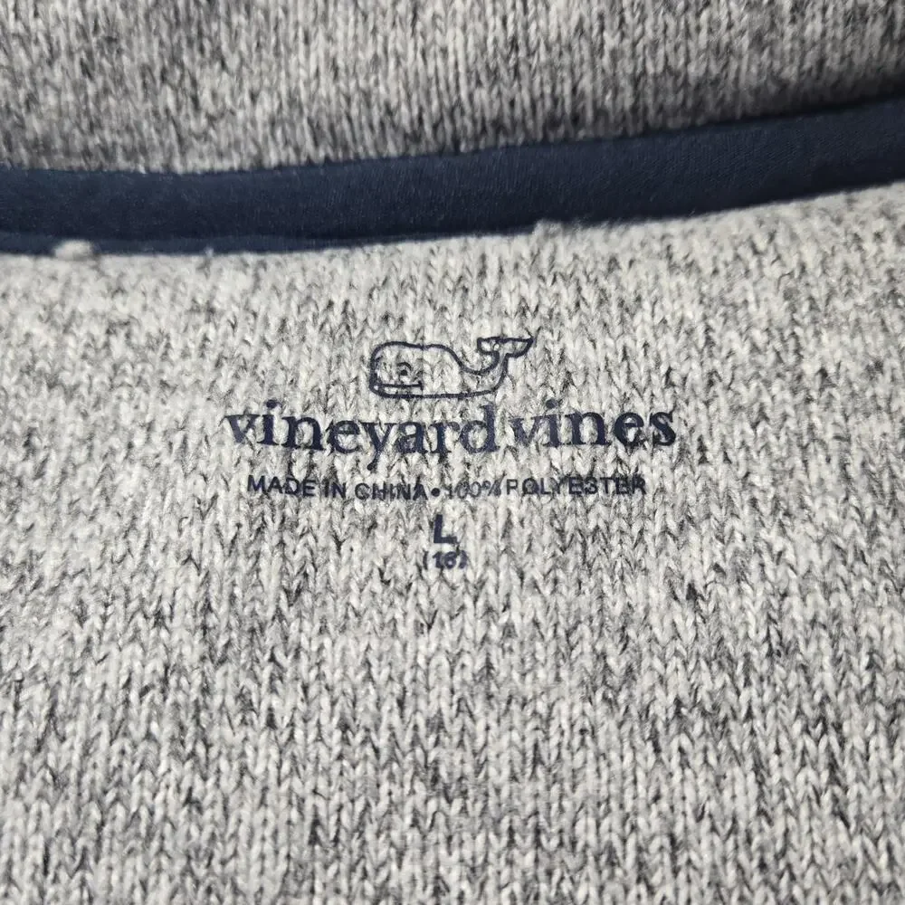 Vineyard Vines Gray Heathered Quarter Zip Pullover Sweater Fleece Girls Large
